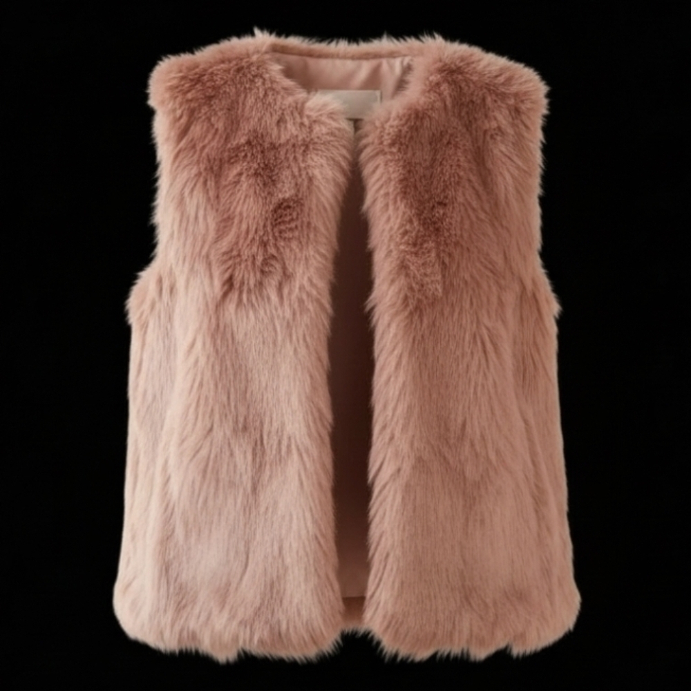CUSP by Neiman Marcus Faux Fur Vest Camel Tan Small